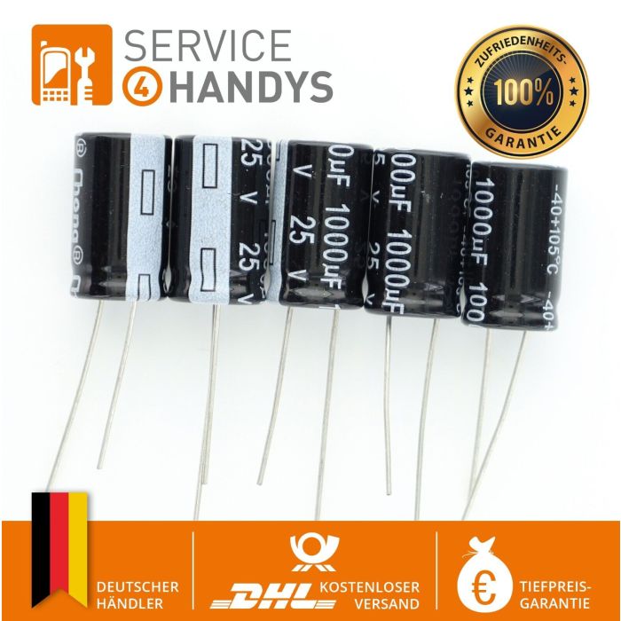 5 x 1000UF 50V 13x26mm 105° Radial Elektrolyt Kondensator Capacitor