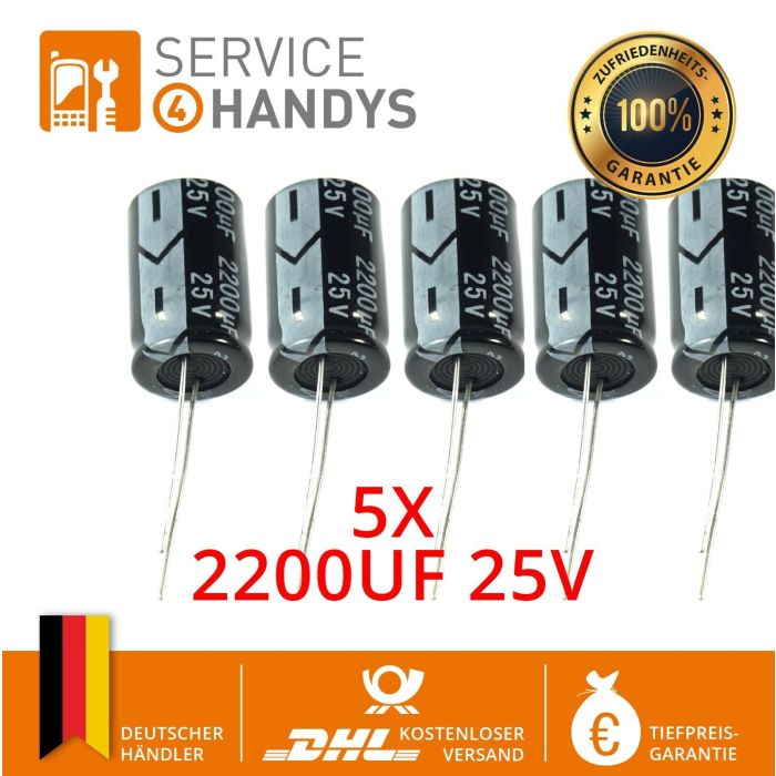 5 x 2200UF 25V 12x20mm Radial Elektrolyt Kondensator Capacitor