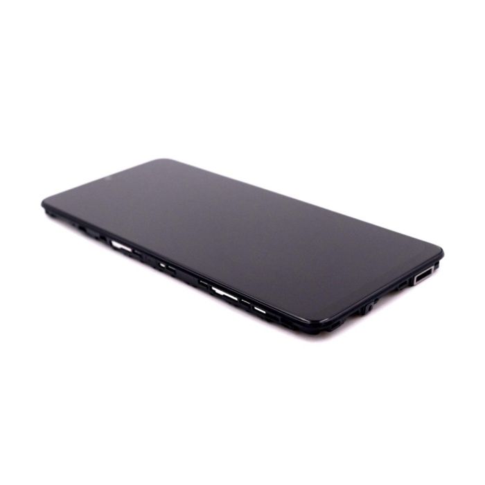 Display komplett mit Rahmen für Samsung Galaxy A02 (Original Service Pack) (Black)