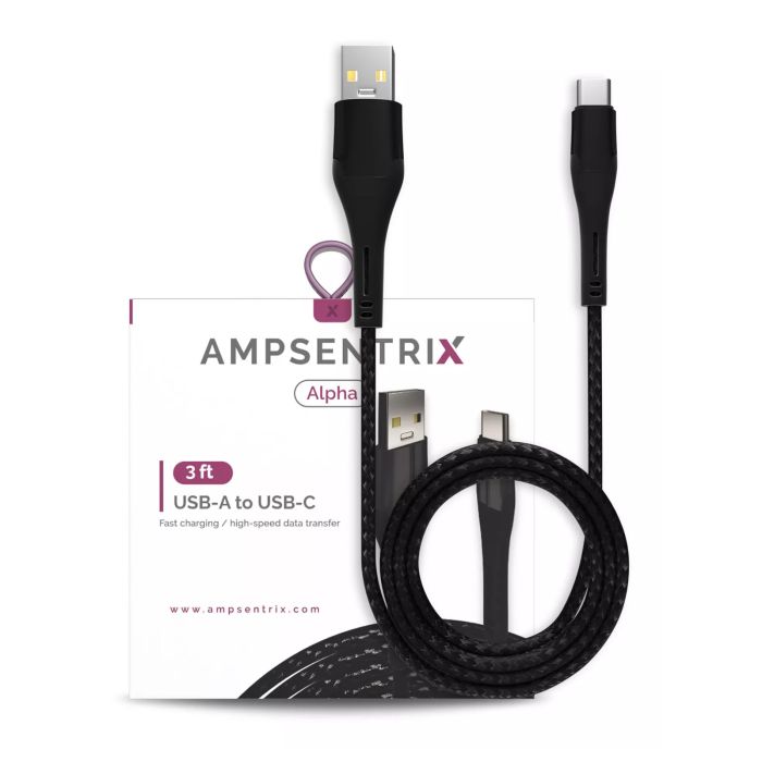 3 ft USB Type C To USB Type A Kabel (AmpSentrix) (Alpha) (Schwarz)