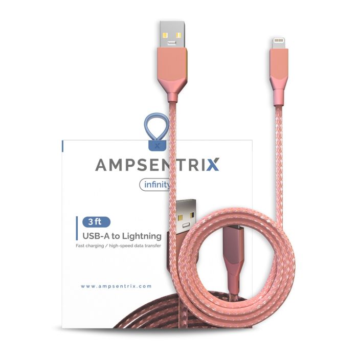 3 ft Non-MFI USB Type A To Lightning Kabel (AmpSentrix) (Infinity) (Pink)