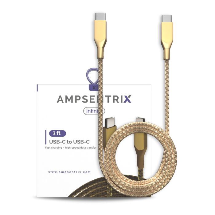 3 ft USB Type C To USB Type C Kabel (AmpSentrix) (Infinity) (Gold)