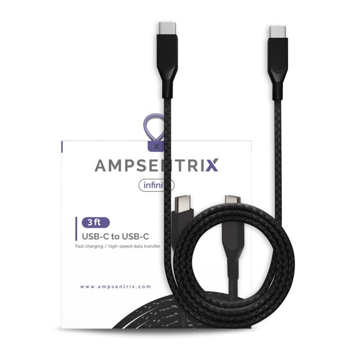 3 ft USB Type C To USB Type C Kabel (AmpSentrix) (Infinity) (Schwarz)