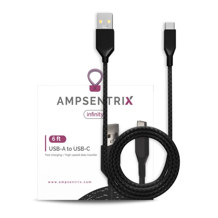 6 ft USB Type C To USB Type A Kabel (AmpSentrix) (Infinity) (Schwarz)