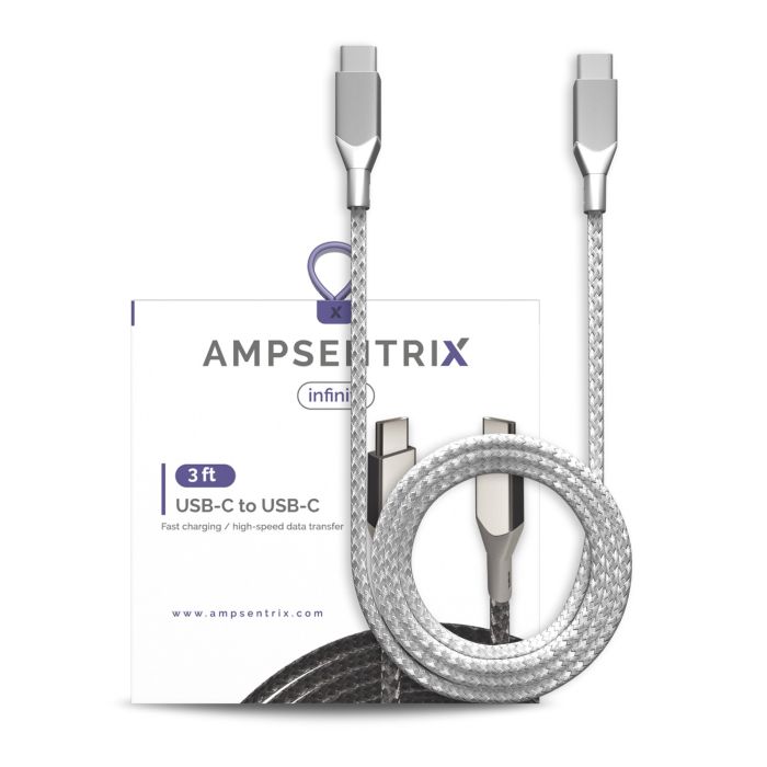 3 ft USB Type C To USB Type C Kabel (AmpSentrix) (Infinity) (Silber)