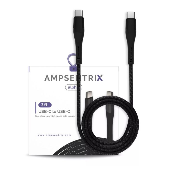 3 ft USB Type C To USB Type C Kabel (AmpSentrix) (Alpha) (Schwarz)