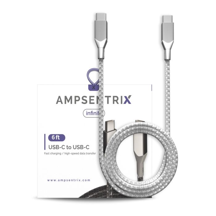 6 ft USB Type C To USB Type C Kabel (AmpSentrix) (Infinity) (Silber)