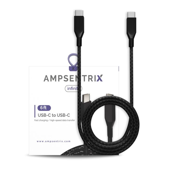 6 ft USB Type C To USB Type C Kabel (AmpSentrix) (Infinity) (Schwarz)
