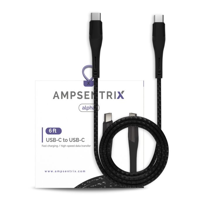 6 ft USB Type C To USB Type C Kabel (AmpSentrix) (Alpha) (Schwarz)