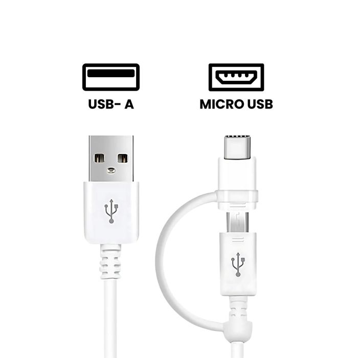 Micro USB To USB Type A Kabel mit Adaptor für Samsung (Weiß) (50er Pack)