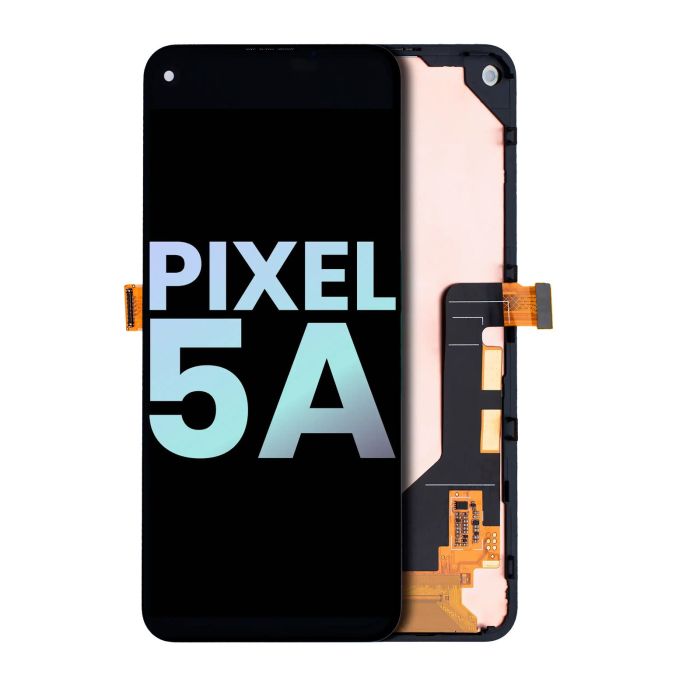 OLED Display Einheit mit Rahmen für Google Pixel 5A 5G (Original) (Schwarz)