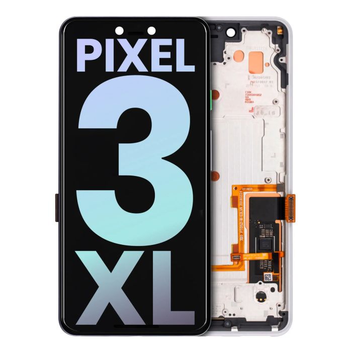 OLED Display Einheit mit Rahmen für Google Pixel 3 XL (Original) (Clearly White)