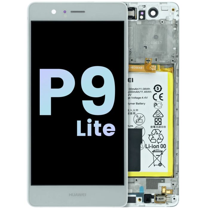 OLED Display mit Rahmen für Huawei P9 Lite (VNS-L21) (Huawei Genuine) (Weiß)
