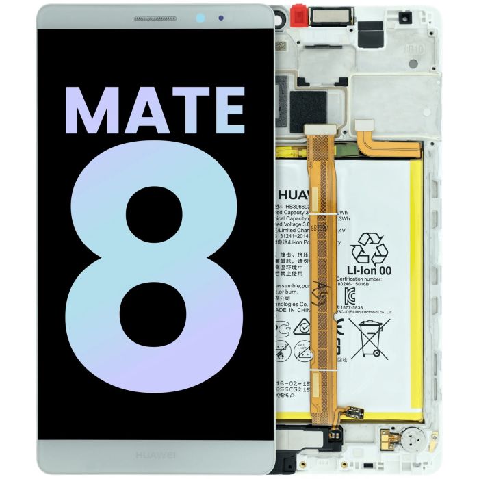 LCD Display Einheit mit Rahmen für Huawei Mate 8 NXT-L09 (Huawei Genuine) (Weiß)