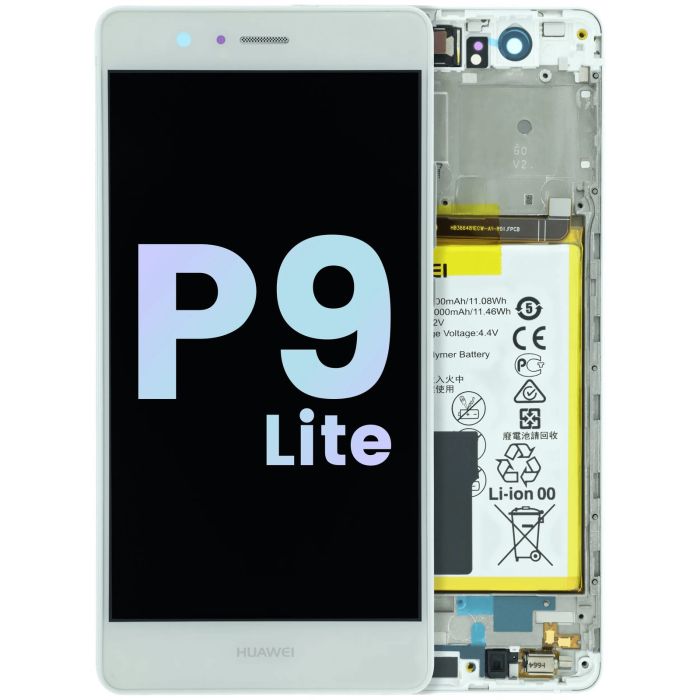 LCD Display mit Rahmen für Huawei P9 Lite VNS-L21 (Huawei Genuine) (Weiß)