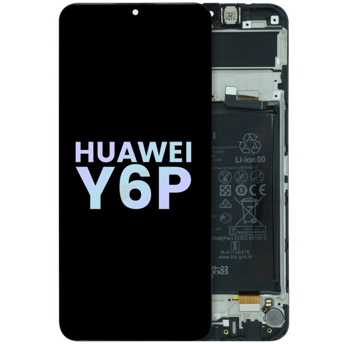 LCD Display mit Rahmen für Huawei Y6P (2020) (Service Pack) (Midnight Black)
