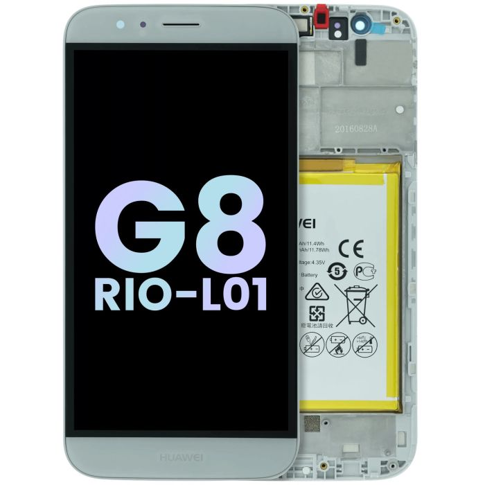 LCD Display Einheit mit Rahmen für Huawei G8 RIO-L01 (Huawei Genuine) (Weiß)