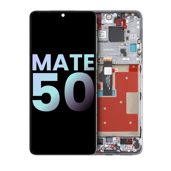 OLED Display Einheit mit Rahmen für Huawei Mate 50 (Original) (Silber)