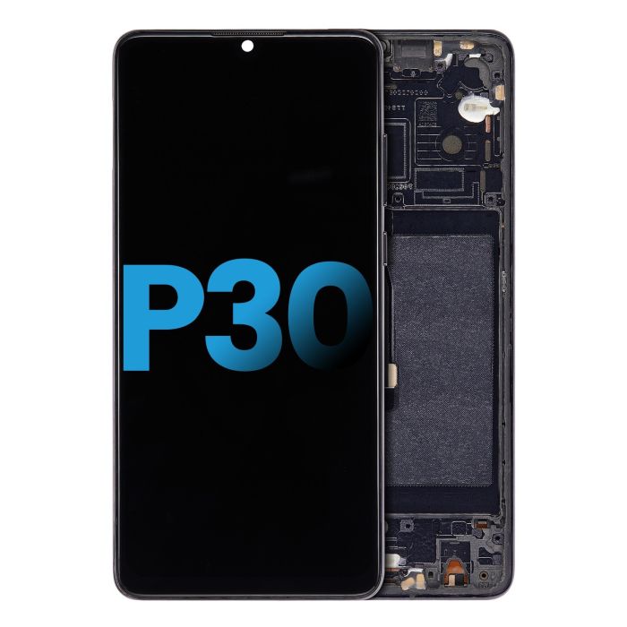 LCD Display Einheit mit Rahmen für Huawei P30 (Aftermarket Incell) (Schwarz)