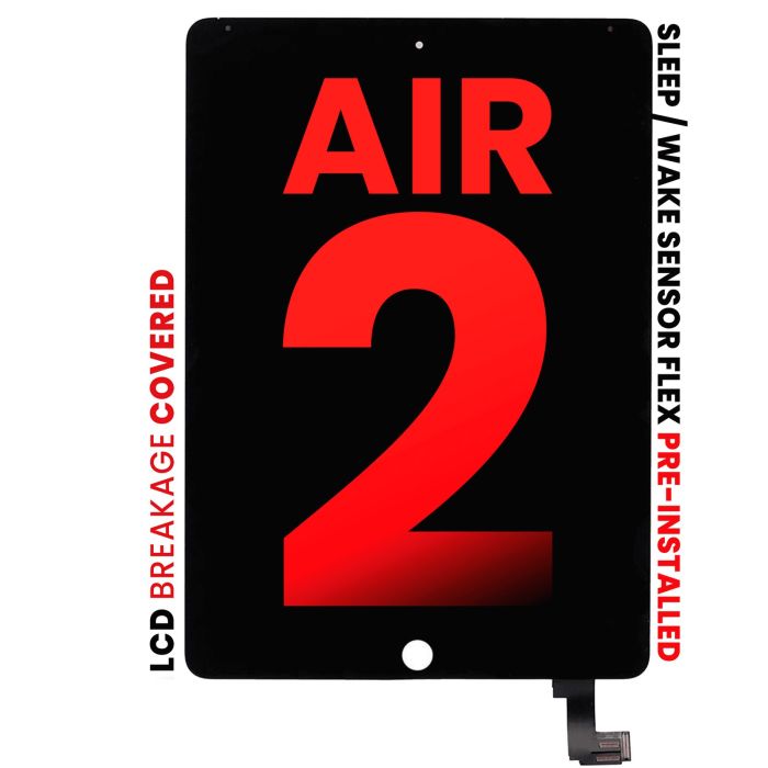 LCD Display Einheit mit Digitizer für iPad Air 2 (Aftermarket Pro XO7) (Schwarz)