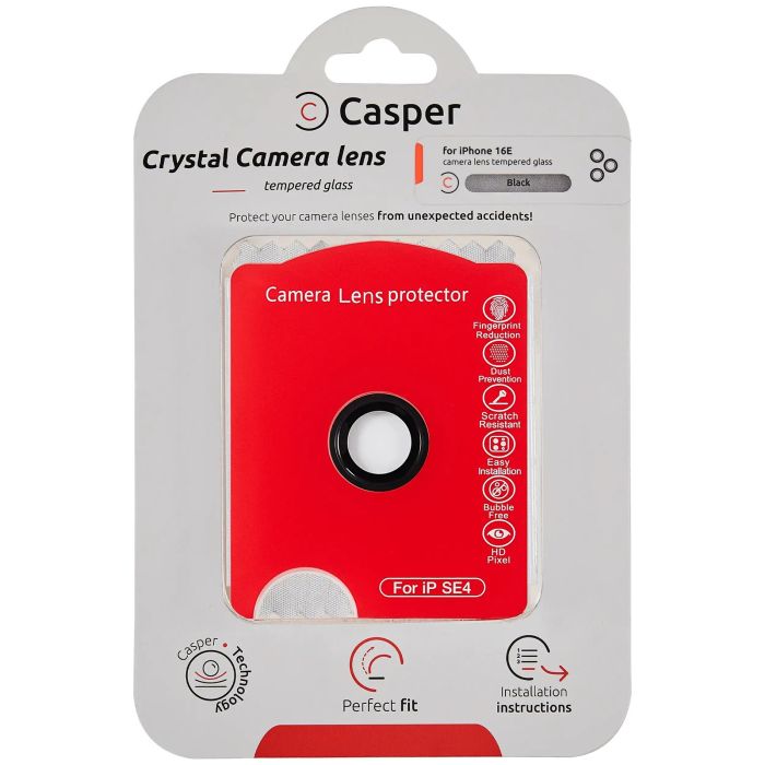 Casper Kameraschutz für iPhone 16e (Schwarz) (Transparent)