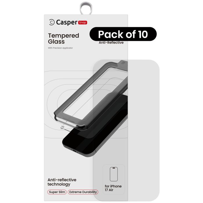 Casper Snap Displayschutzglas für iPhone 17 Air (10er Pack) (AR Clear)