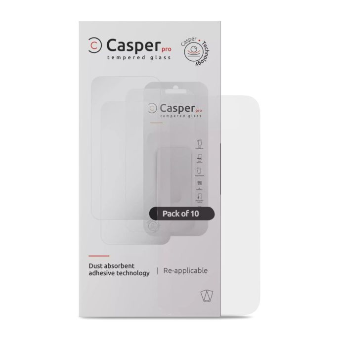 Casper Pro Displayschutzglas für iPhone 16 Pro Max (10er Pack) (Transparent)