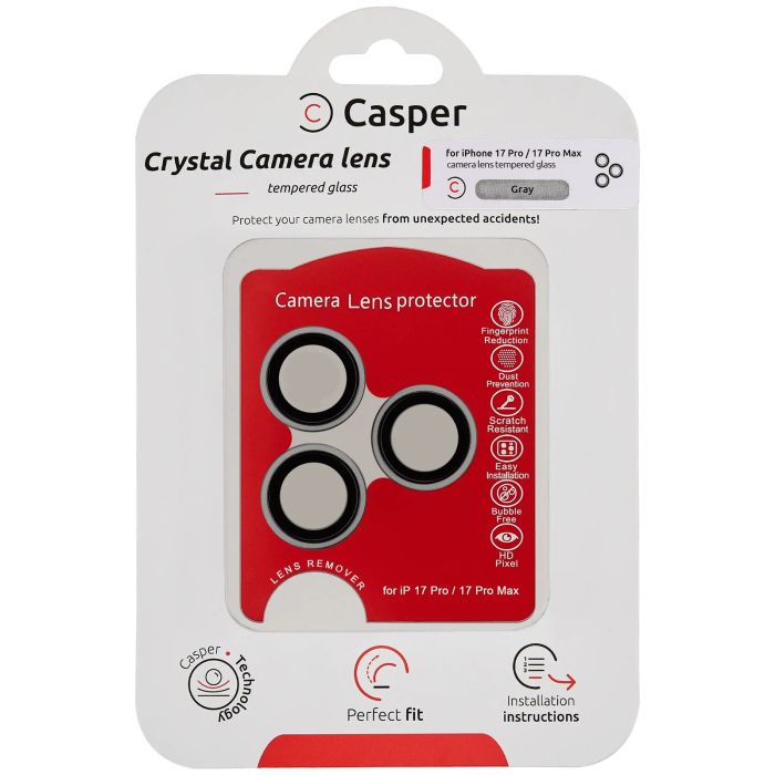 Casper Kameraschutz für iPhone 17 Pro/ 17 Pro Max (Silber) (Transparent)