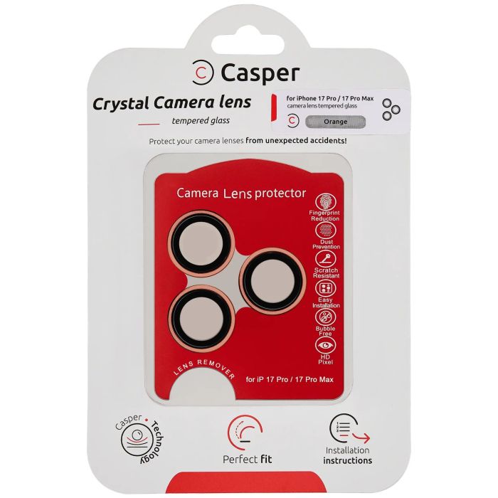 Casper Kameraschutz für iPhone 17 Pro/ 17 Pro Max (Orange) (Transparent)