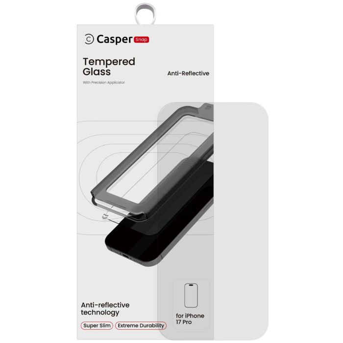 Casper Snap Displayschutzglas für iPhone 17 Pro (Retail-Verpackung) (AR Clear)