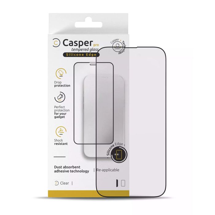 Casper Pro Silikon Displayschutzglas für iPhone 16 Pro (Transparent)