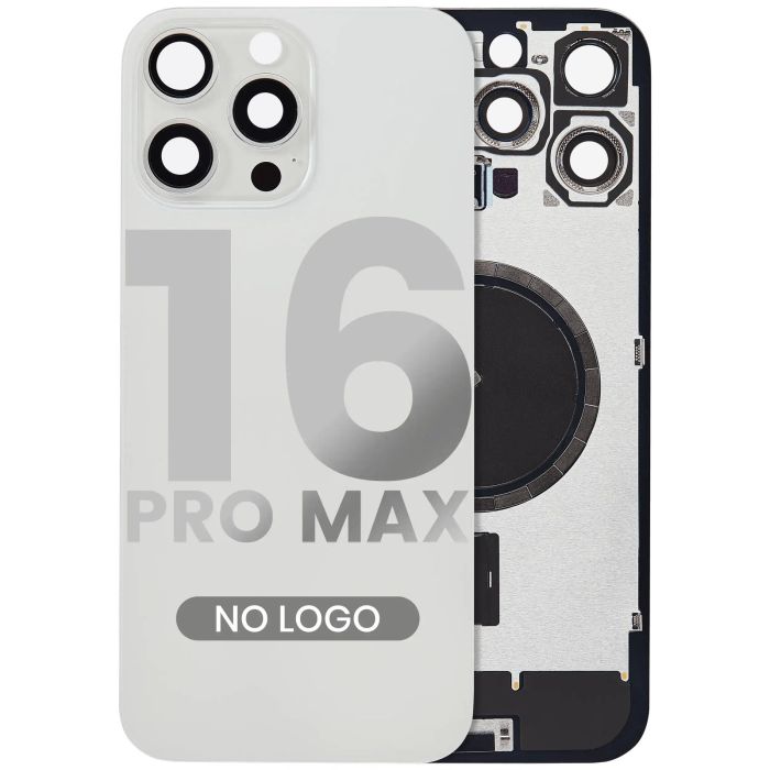 Rückglas mit MagSafe-Magnet für iPhone 16 Pro Max (Aftermarket) (Titan Weiß)