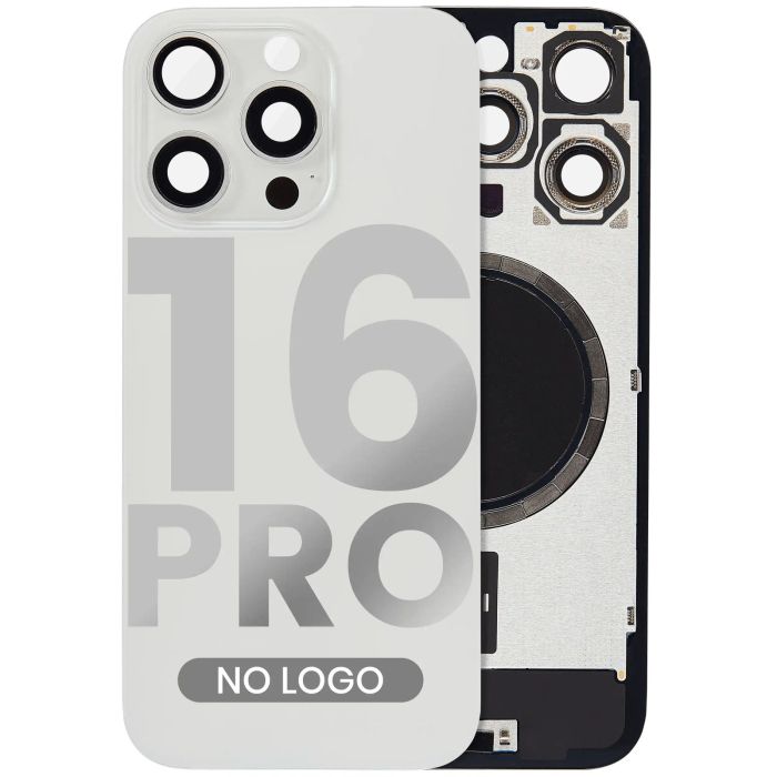 Rückglas mit MagSafe-Magnet für iPhone 16 Pro (Aftermarket) (Titan Weiß)