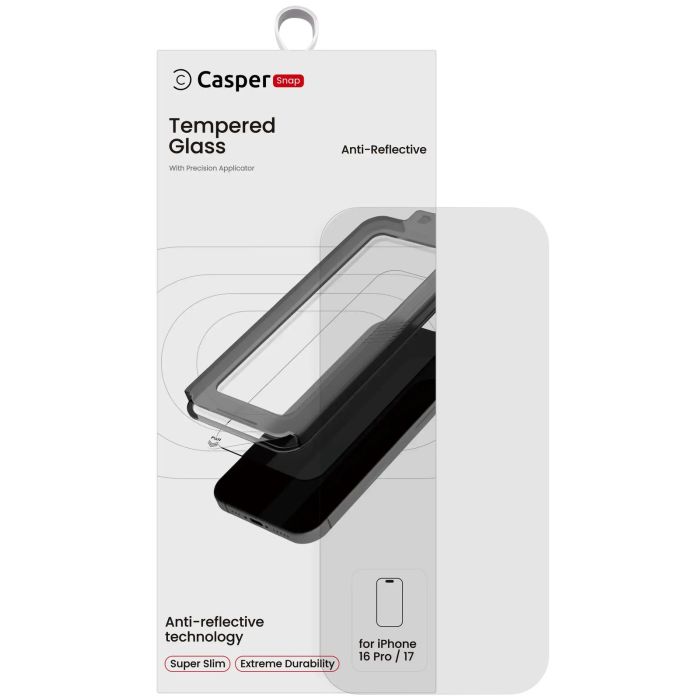 Casper Snap Displayschutzglas für iPhone 16 Pro/ 17 (AR Clear)