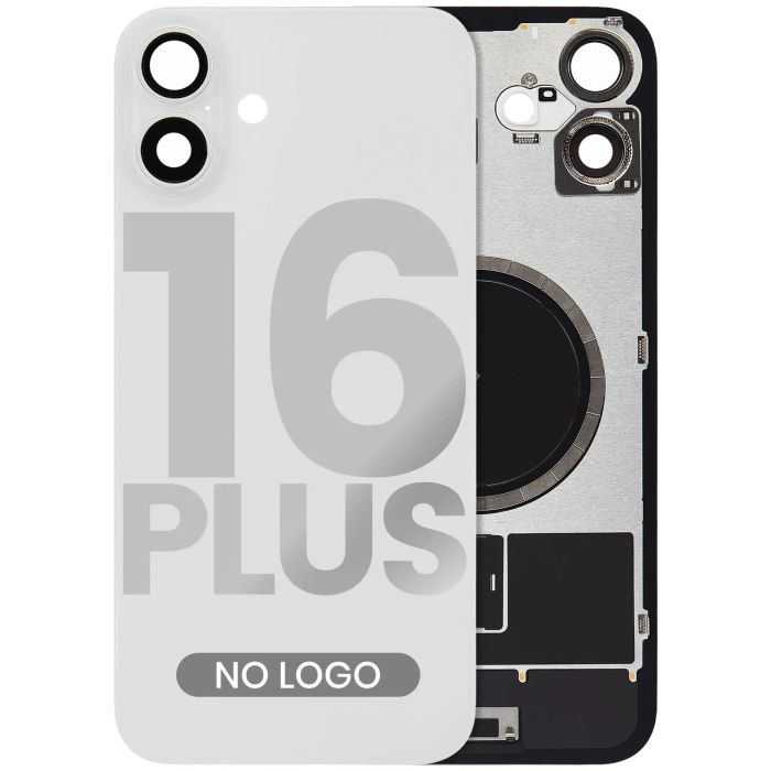Rückglas mit MagSafe-Magnet für iPhone 16 Plus (Aftermarket) (Weiß) (ohne Logo)