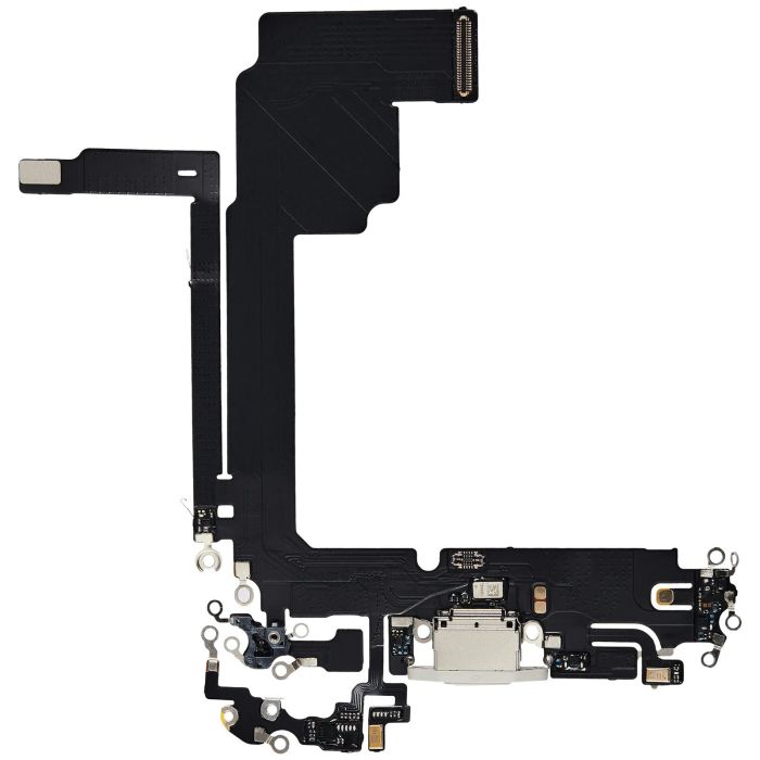 Ladebuchse Flexkabel für iPhone 15 Pro Max (Aftermarket Plus) (Titan Weiß)