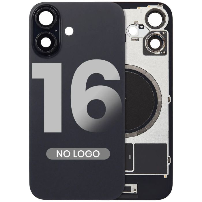 Rückglas mit MagSafe-Magnet für iPhone 16 (Aftermarket) (Schwarz) (ohne Logo)
