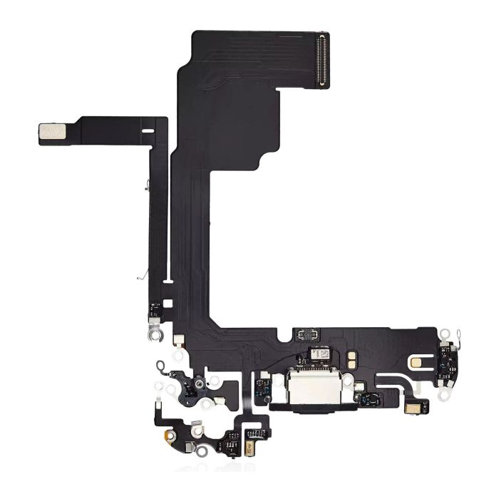 Ladebuchse Flexkabel für iPhone 15 Pro (Aftermarket Plus) (Titan Schwarz)