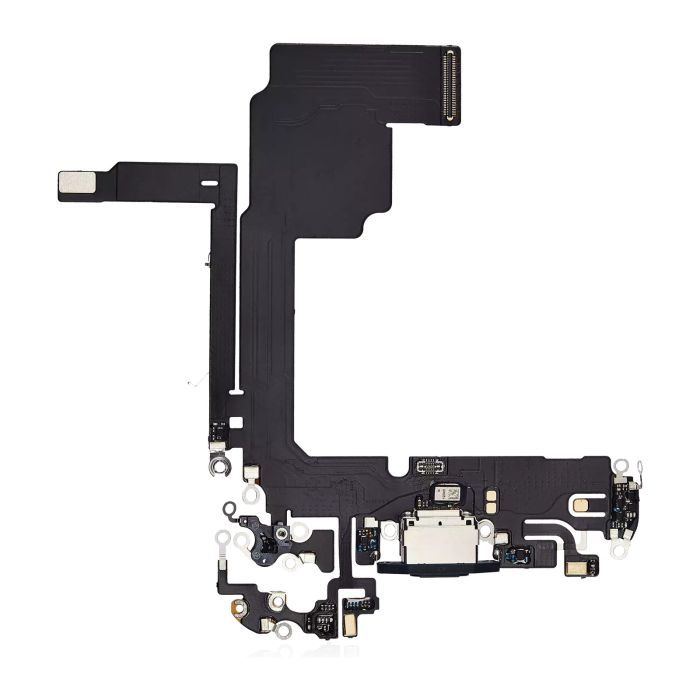 Ladebuchse Flexkabel für iPhone 15 Pro (Aftermarket Plus) (Titan Blau)