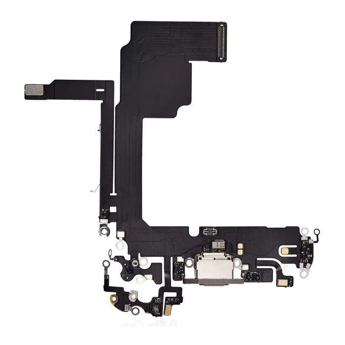 Ladebuchse Flexkabel für iPhone 15 Pro (Aftermarket Plus) (Titan Natur)