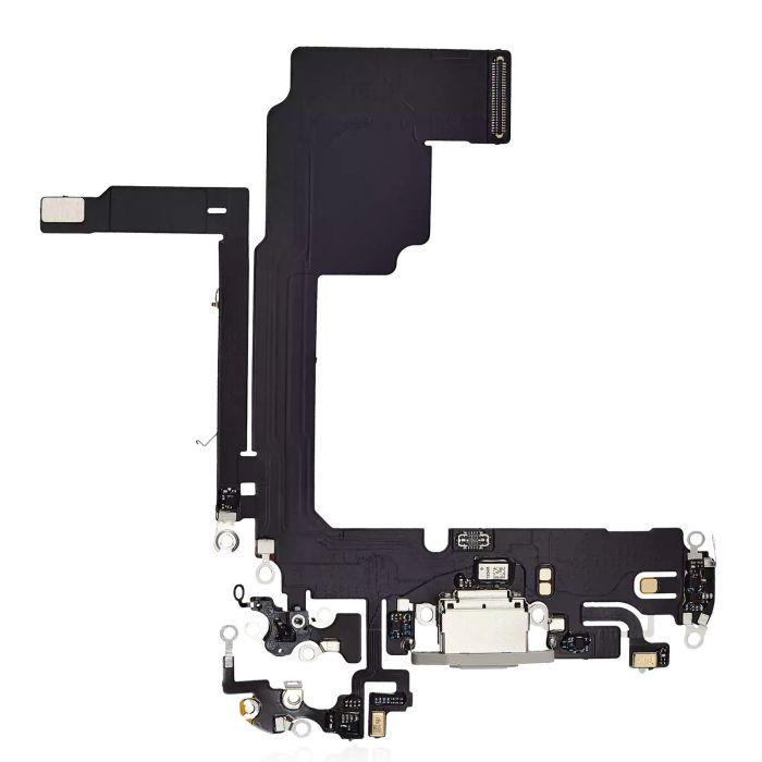 Ladebuchse Flexkabel für iPhone 15 Pro (Premium) (Titan Weiß)
