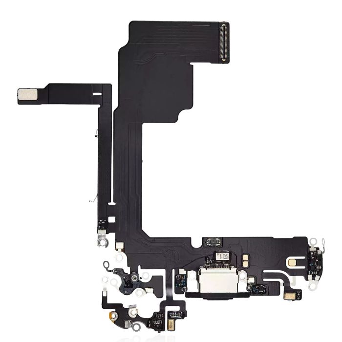 Ladebuchse Flexkabel für iPhone 15 Pro (Premium) (Titan Schwarz)