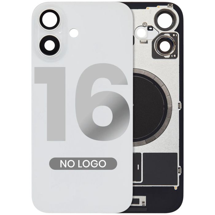 Rückglas mit MagSafe-Magnet für iPhone 16 (Aftermarket) (Weiß) (ohne Logo)