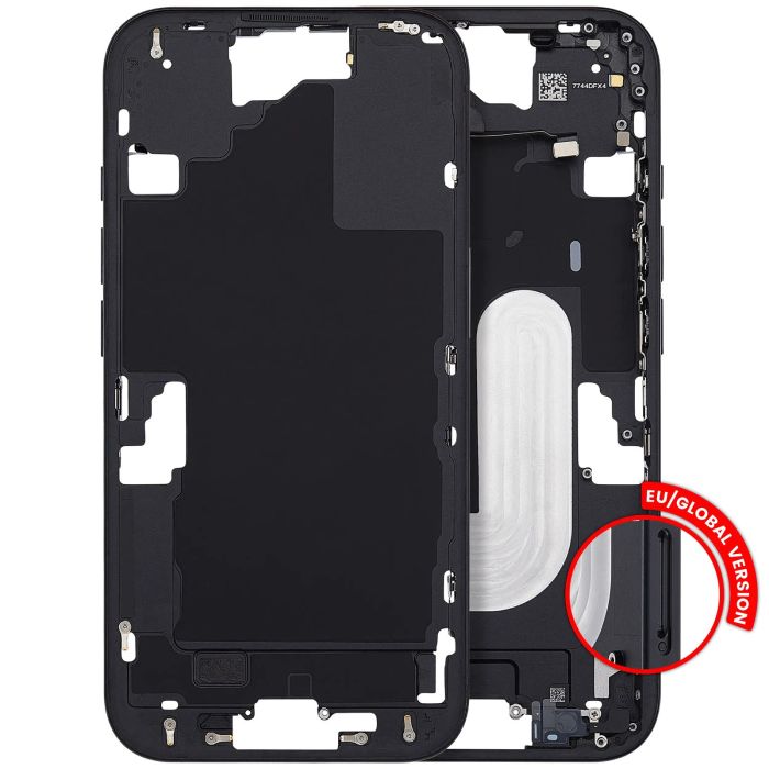 Mittelrahmen mit Power- und Lautstärketasten für iPhone 16 (Schwarz)