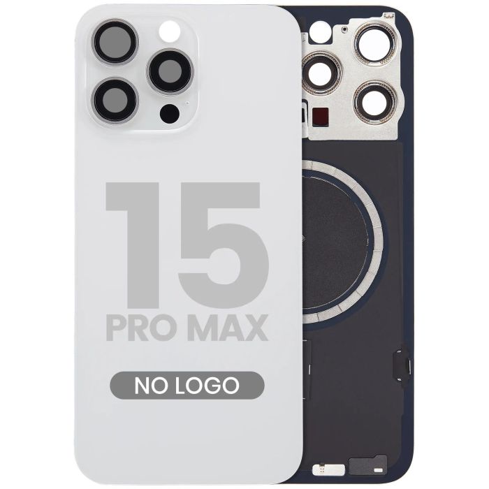 Rückglas mit MagSafe-Magnet für iPhone 15 Pro Max (Aftermarket) (Titan Weiß)