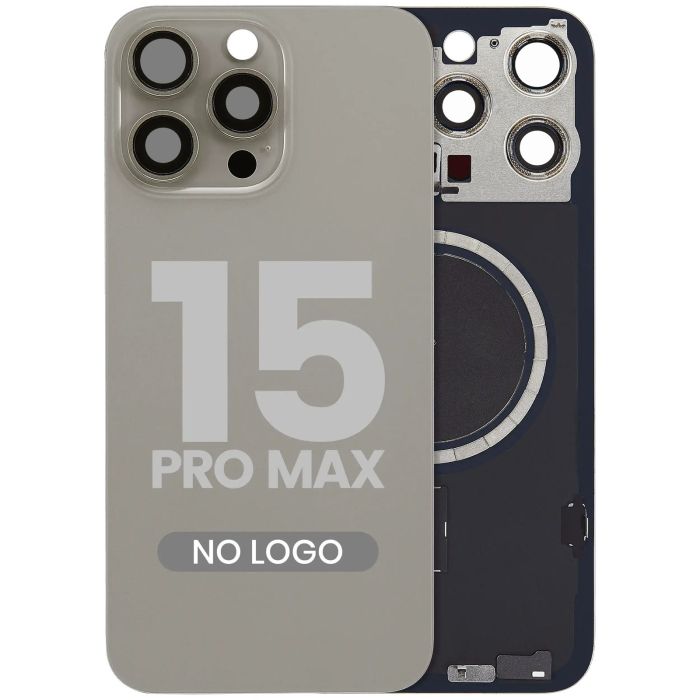 Rückglas mit MagSafe-Magnet für iPhone 15 Pro Max (Aftermarket) (Titan Natur)