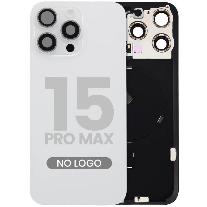 Rückglas mit MagSafe-Magnet, NFC & Blitz-Flex für iPhone 15 Pro Max (Titan Weiß)