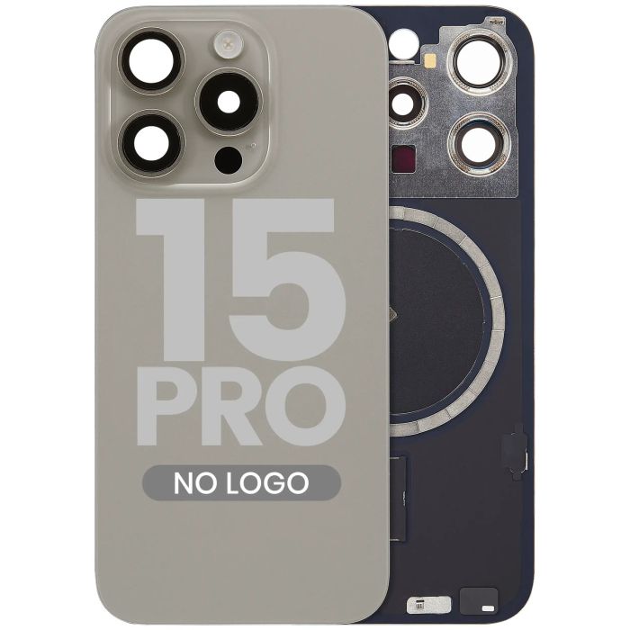 Rückglas mit MagSafe-Magnet für iPhone 15 Pro (Aftermarket) (Titan Natur)