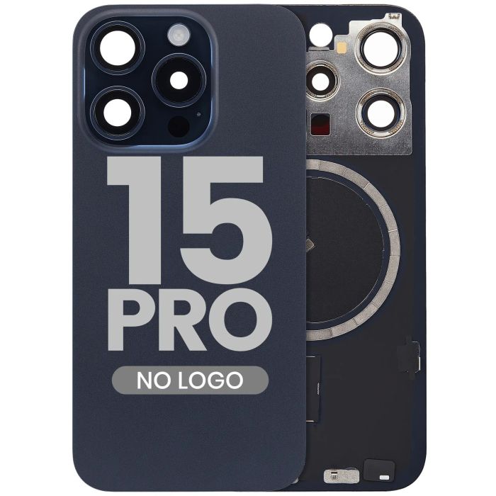 Rückglas mit MagSafe-Magnet für iPhone 15 Pro (Aftermarket) (Titan Blau)