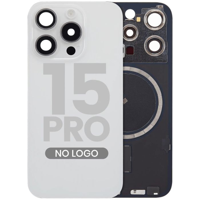 Rückglas mit MagSafe-Magnet für iPhone 15 Pro (Aftermarket) (Titan Weiß)